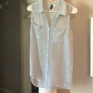 Baby blue H&M button up blouse